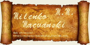 Milenko Mačvanski vizit kartica
